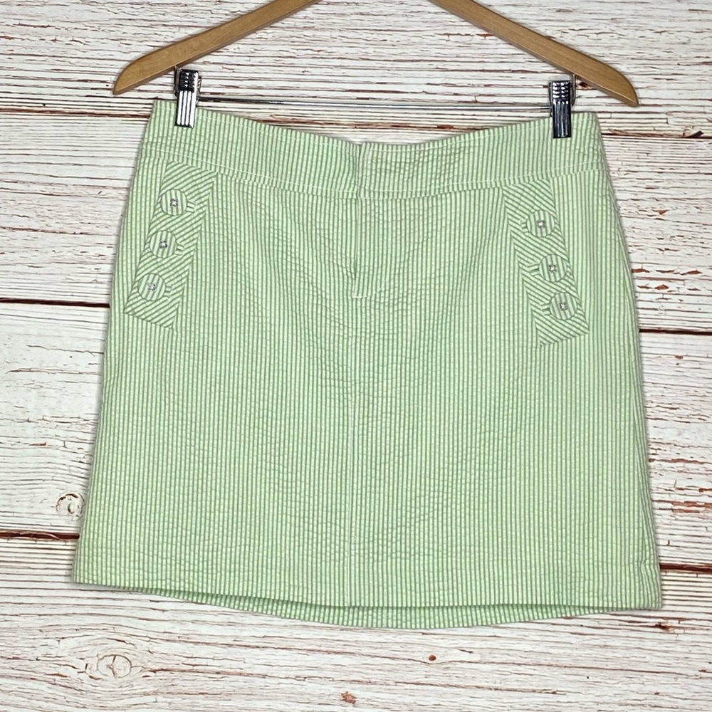 Lilly Pulitzer Courtland Seersucker Skirt in Green White Sz 6